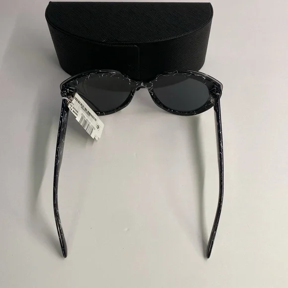 PRADA SPR 01Y 09V-5S0 round sunglass black marbletop black transparent